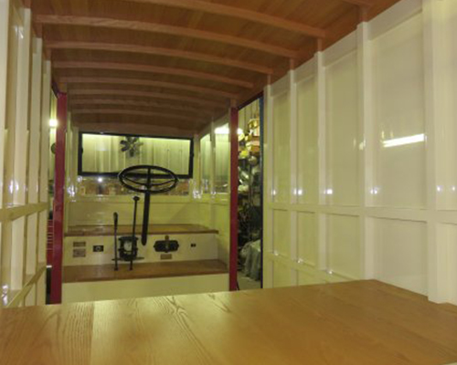 Interior view from the rear to the front